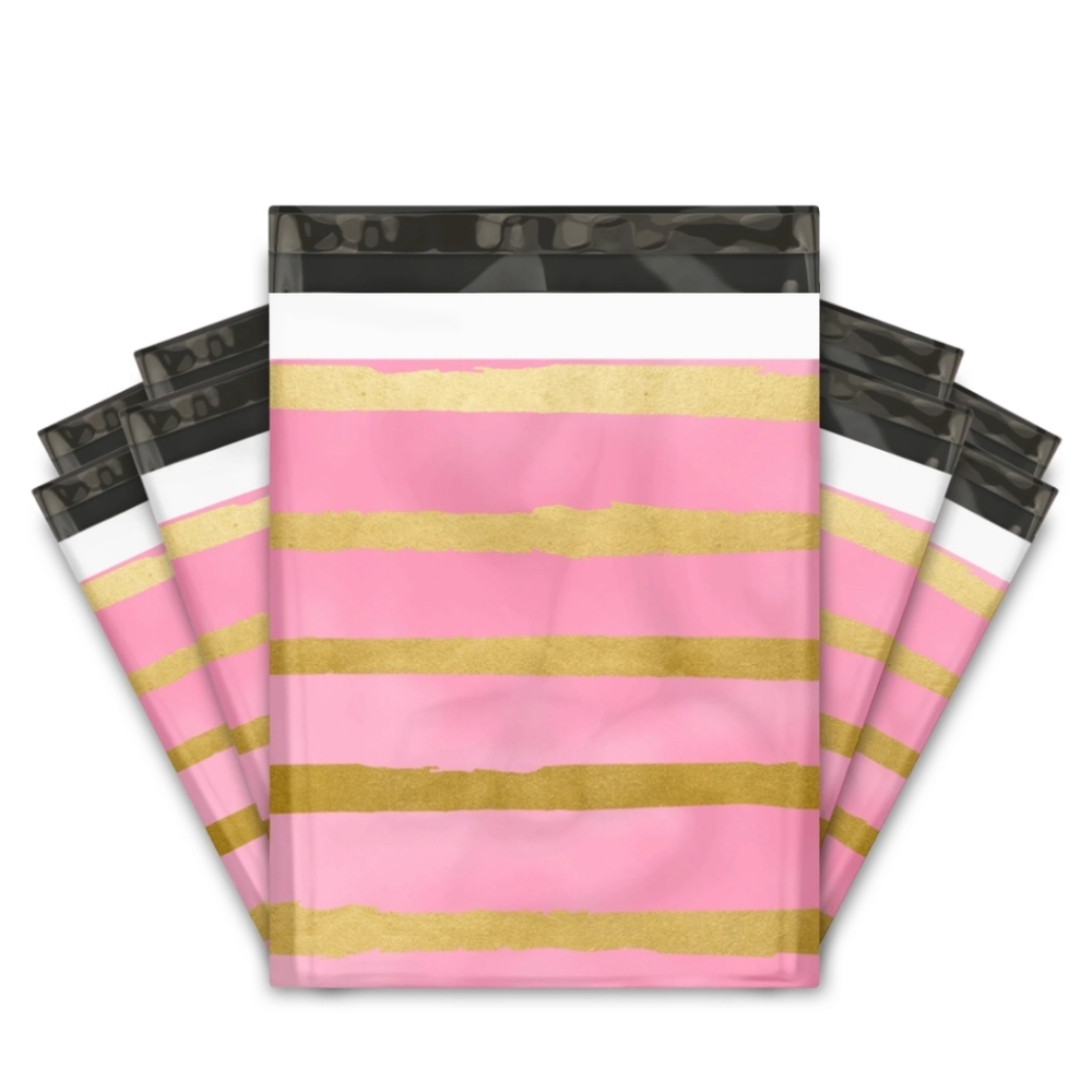 10x13 qty 20 Pink and Gold Poly Mailers